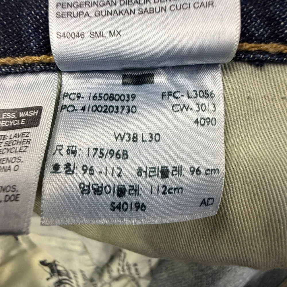 Levis 508 Regular Taper Jeans Mens 38x30 (Hemmed shorter) Dark‎ Wash Blue Denim